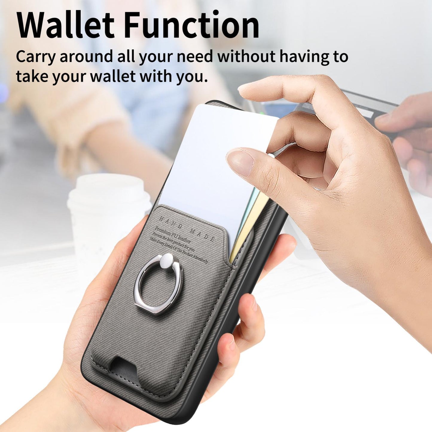 For Honor Win Turbo 5G Twill Fabric Card Bag Ring Magnetic Back Phone Case(Gray)