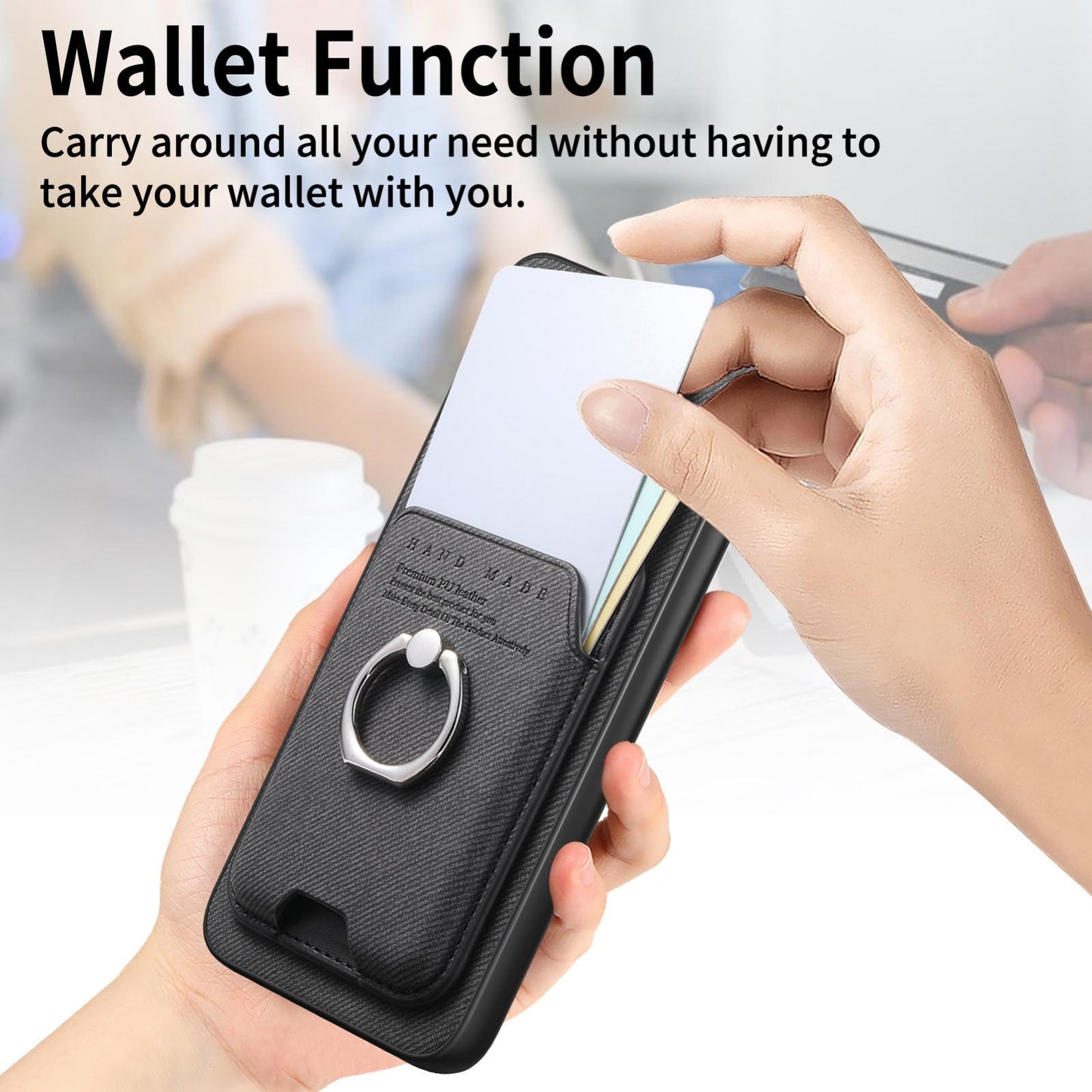 For Honor Win Turbo 5G Twill Fabric Card Bag Ring Magnetic Back Phone Case(Black)