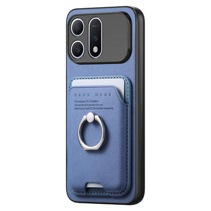 For Honor Win Turbo 5G Twill Fabric Card Bag Ring Magnetic Back Phone Case(Blue)