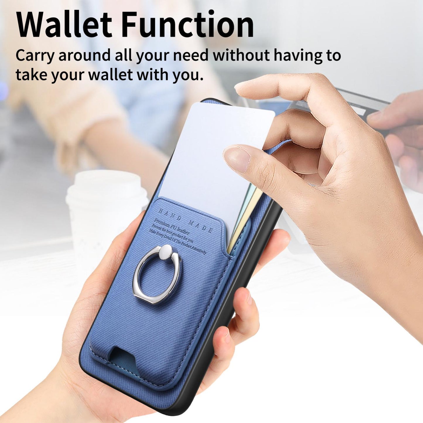 For Honor Win Turbo 5G Twill Fabric Card Bag Ring Magnetic Back Phone Case(Blue)