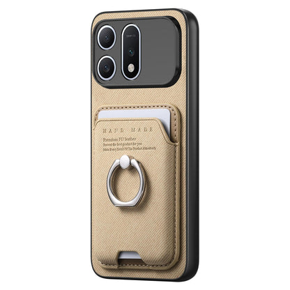For Honor Win Turbo 5G Twill Fabric Card Bag Ring Magnetic Back Phone Case(Khaki)