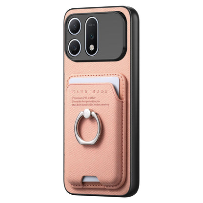 For Honor Win Turbo 5G Twill Fabric Card Bag Ring Magnetic Back Phone Case(Pink)