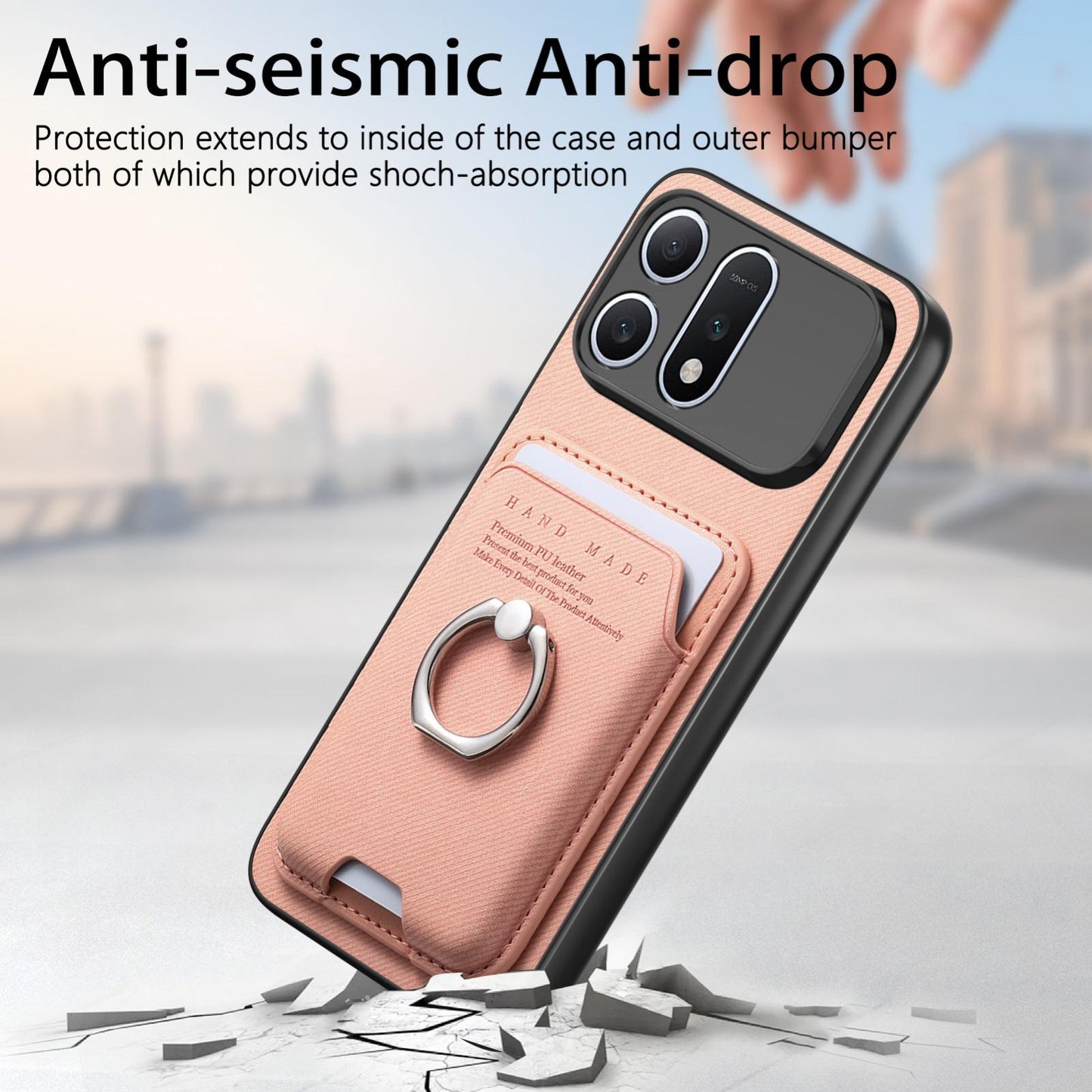 For Honor Win Turbo 5G Twill Fabric Card Bag Ring Magnetic Back Phone Case(Pink)