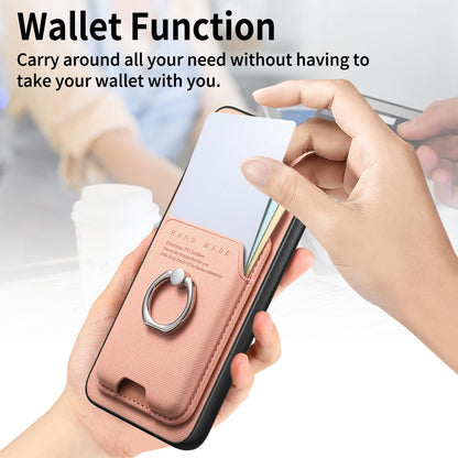 For Honor Win Turbo 5G Twill Fabric Card Bag Ring Magnetic Back Phone Case(Pink)