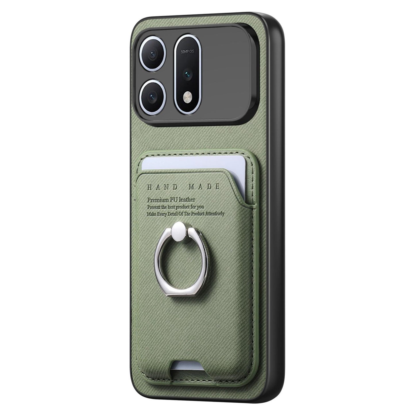 For Honor Win Turbo 5G Twill Fabric Card Bag Ring Magnetic Back Phone Case(Green)