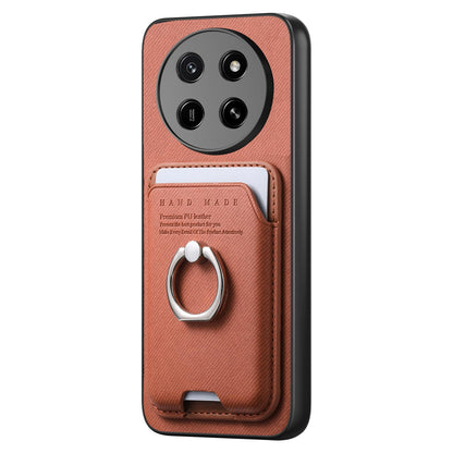 For Honor X80 Pro Max 5G Twill Fabric Card Bag Ring Magnetic Back Phone Case(Brown)