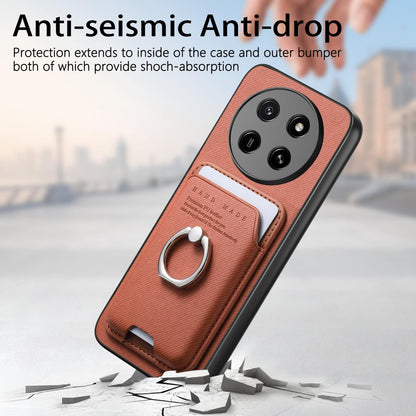 For Honor X80 Pro Max 5G Twill Fabric Card Bag Ring Magnetic Back Phone Case(Brown)