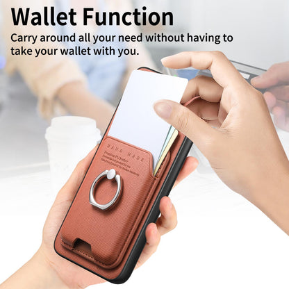For Honor X80 Pro Max 5G Twill Fabric Card Bag Ring Magnetic Back Phone Case(Brown)