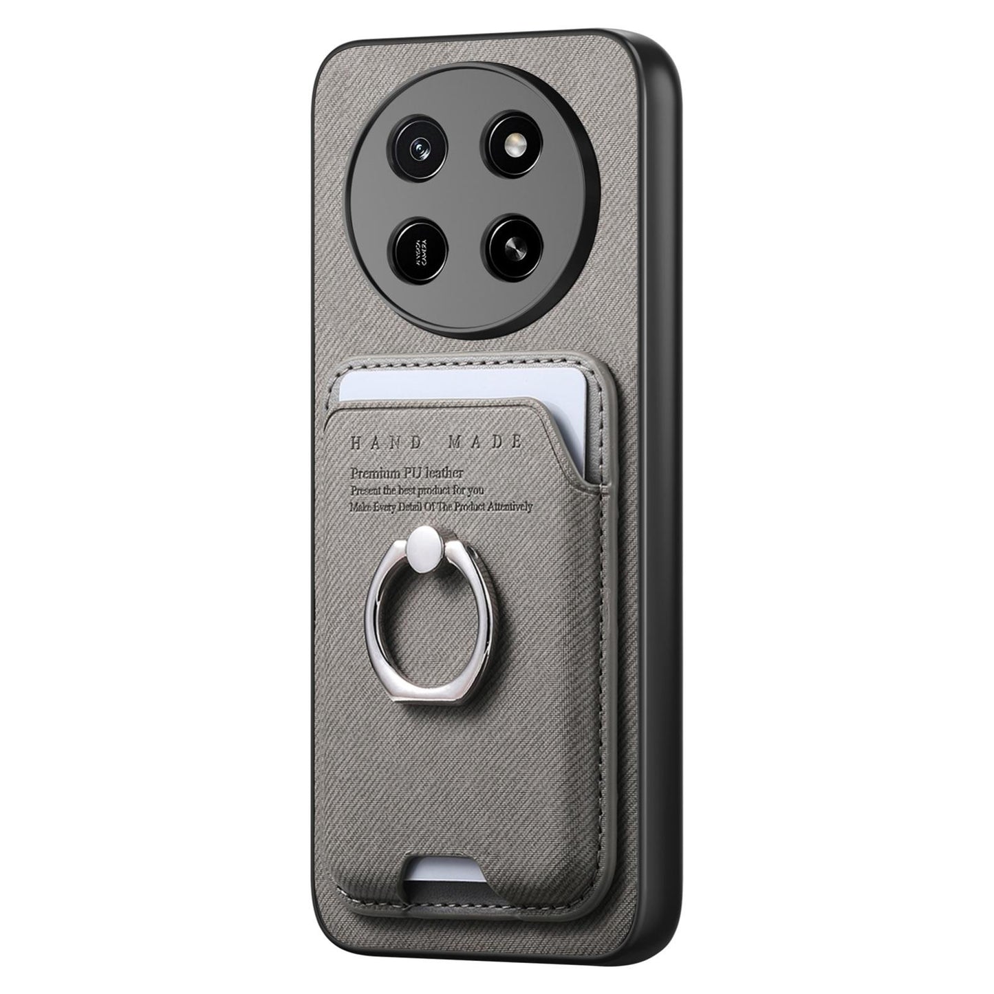 For Honor X80 Pro Max 5G Twill Fabric Card Bag Ring Magnetic Back Phone Case(Gray)
