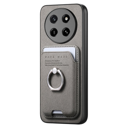 For Honor X80 Pro Max 5G Twill Fabric Card Bag Ring Magnetic Back Phone Case(Gray)