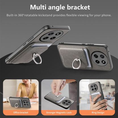 For Honor X80 Pro Max 5G Twill Fabric Card Bag Ring Magnetic Back Phone Case(Gray)