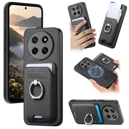 For Honor X80 Pro Max 5G Twill Fabric Card Bag Ring Magnetic Back Phone Case(Black)