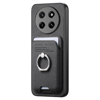 For Honor X80 Pro Max 5G Twill Fabric Card Bag Ring Magnetic Back Phone Case(Black)