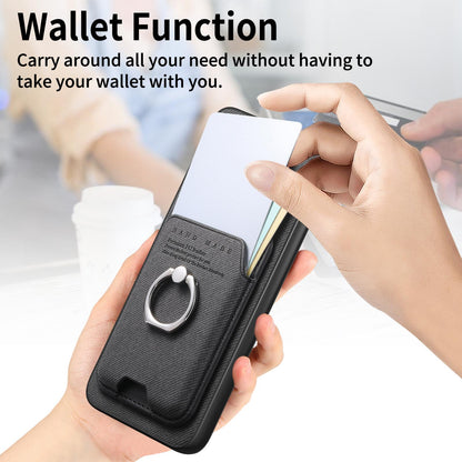 For Honor X80 Pro Max 5G Twill Fabric Card Bag Ring Magnetic Back Phone Case(Black)