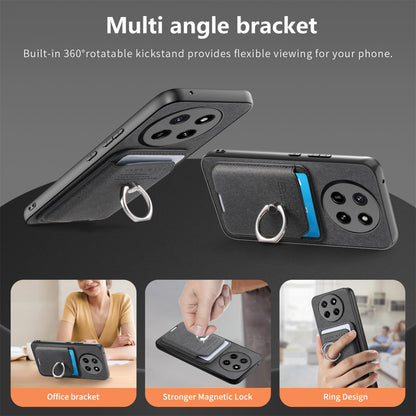 For Honor X80 Pro Max 5G Twill Fabric Card Bag Ring Magnetic Back Phone Case(Black)