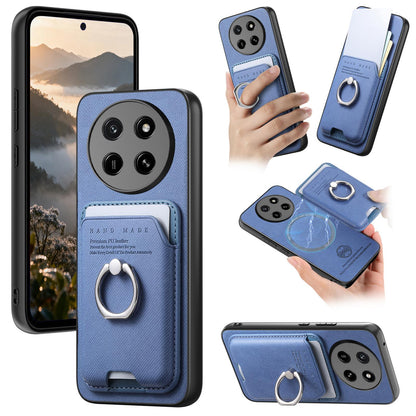 For Honor X80 Pro Max 5G Twill Fabric Card Bag Ring Magnetic Back Phone Case(Blue)