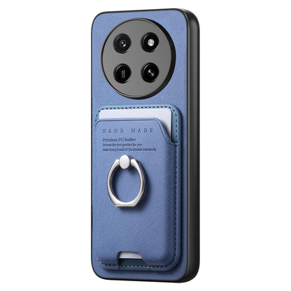 For Honor X80 Pro Max 5G Twill Fabric Card Bag Ring Magnetic Back Phone Case(Blue)