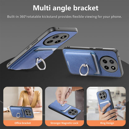For Honor X80 Pro Max 5G Twill Fabric Card Bag Ring Magnetic Back Phone Case(Blue)