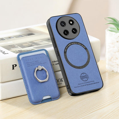 For Honor X80 Pro Max 5G Twill Fabric Card Bag Ring Magnetic Back Phone Case(Blue)