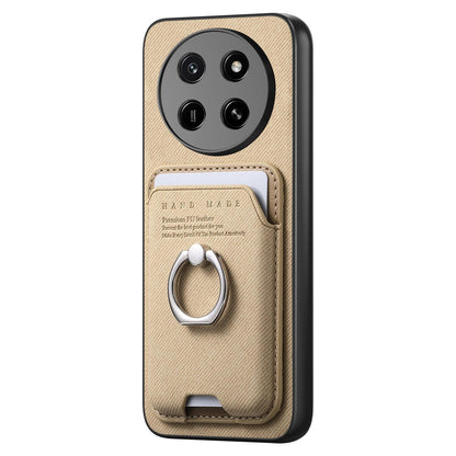 For Honor X80 Pro Max 5G Twill Fabric Card Bag Ring Magnetic Back Phone Case(Khaki)