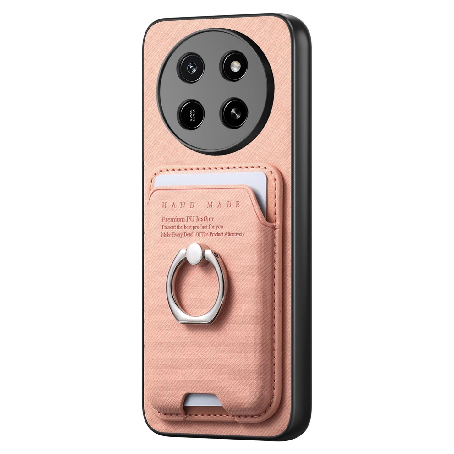 For Honor X80 Pro Max 5G Twill Fabric Card Bag Ring Magnetic Back Phone Case(Pink)