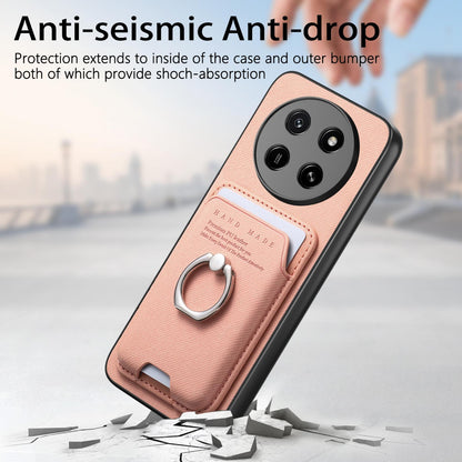 For Honor X80 Pro Max 5G Twill Fabric Card Bag Ring Magnetic Back Phone Case(Pink)