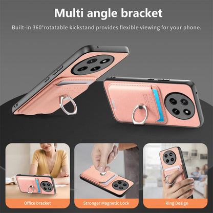 For Honor X80 Pro Max 5G Twill Fabric Card Bag Ring Magnetic Back Phone Case(Pink)