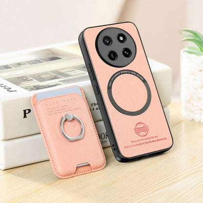 For Honor X80 Pro Max 5G Twill Fabric Card Bag Ring Magnetic Back Phone Case(Pink)