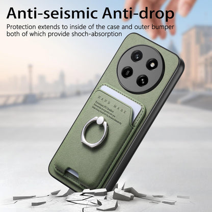 For Honor X80 Pro Max 5G Twill Fabric Card Bag Ring Magnetic Back Phone Case(Green)