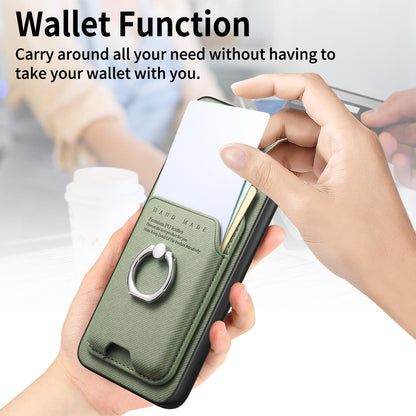 For Honor X80 Pro Max 5G Twill Fabric Card Bag Ring Magnetic Back Phone Case(Green)