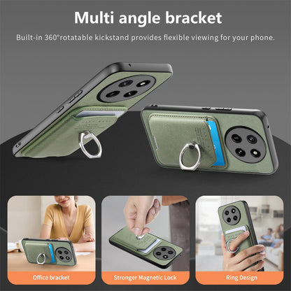 For Honor X80 Pro Max 5G Twill Fabric Card Bag Ring Magnetic Back Phone Case(Green)