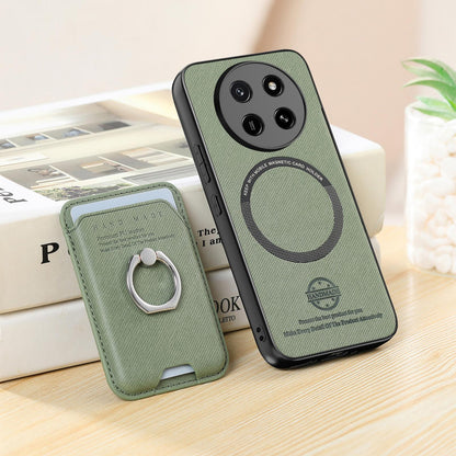 For Honor X80 Pro Max 5G Twill Fabric Card Bag Ring Magnetic Back Phone Case(Green)