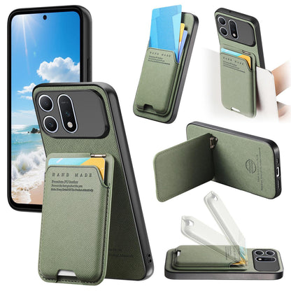 For Honor Win Turbo 5G Twill Fabric Ultra-thin Hinge Card Bag Holder Back Phone Case(Green)