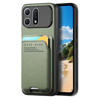 For Honor Win Turbo 5G Twill Fabric Ultra-thin Hinge Card Bag Holder Back Phone Case(Green)