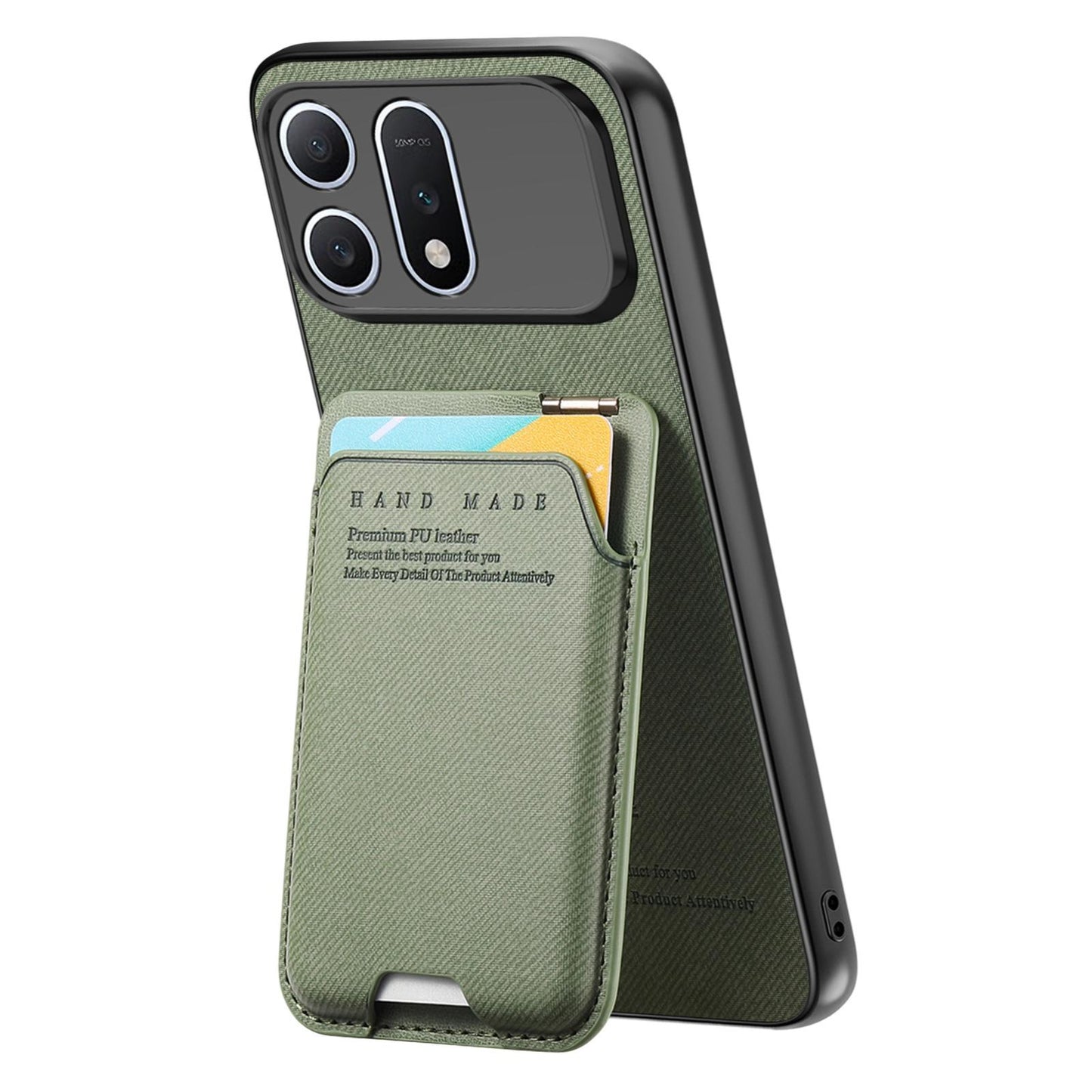 For Honor Win Turbo 5G Twill Fabric Ultra-thin Hinge Card Bag Holder Back Phone Case(Green)