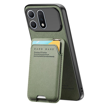 For Honor Win Turbo 5G Twill Fabric Ultra-thin Hinge Card Bag Holder Back Phone Case(Green)