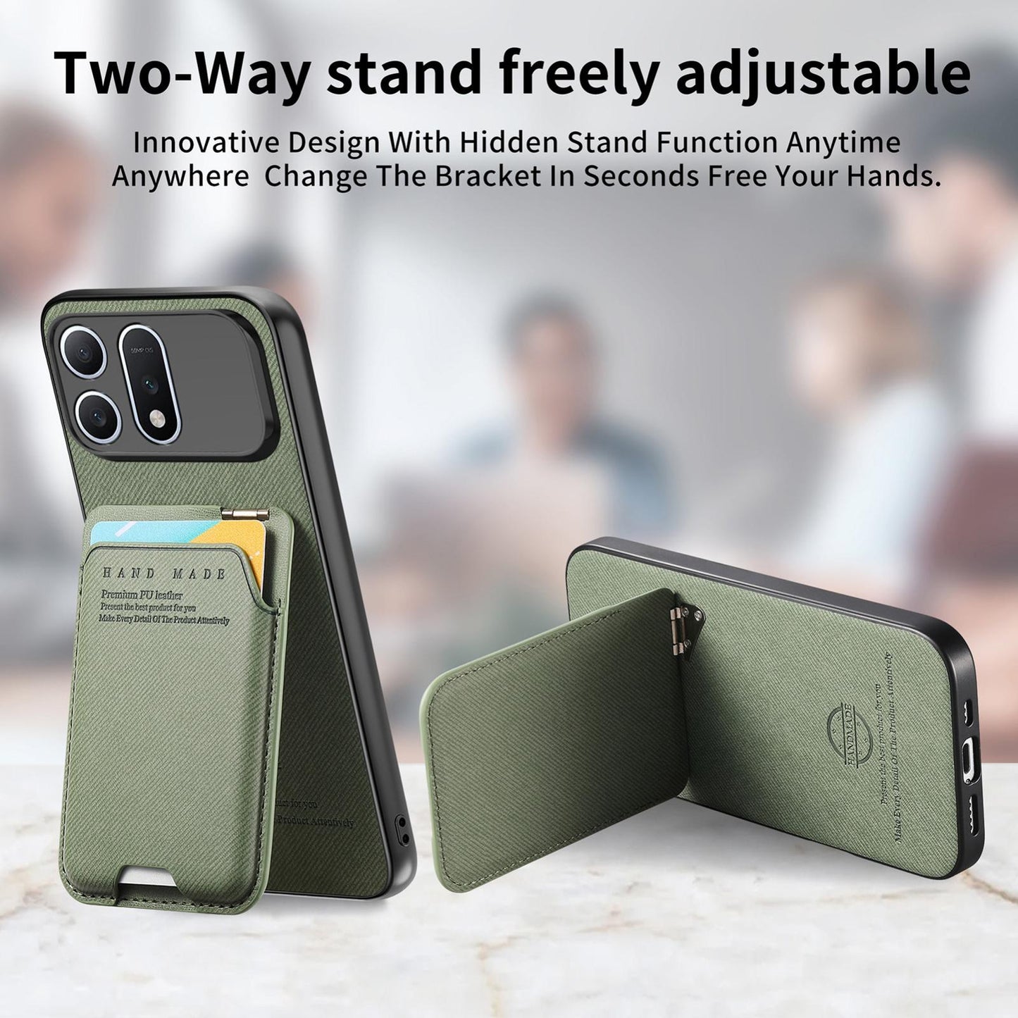For Honor Win Turbo 5G Twill Fabric Ultra-thin Hinge Card Bag Holder Back Phone Case(Green)