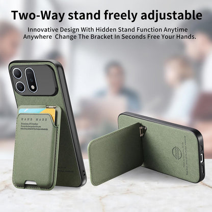 For Honor Win Turbo 5G Twill Fabric Ultra-thin Hinge Card Bag Holder Back Phone Case(Green)
