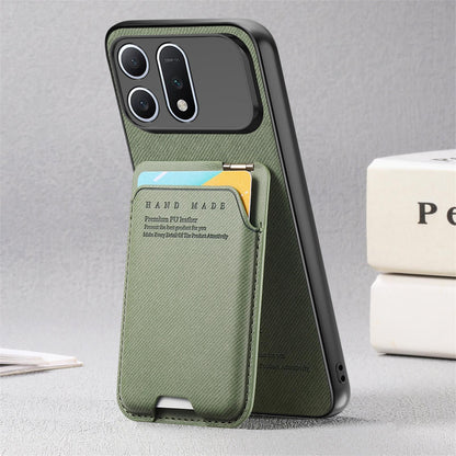 For Honor Win Turbo 5G Twill Fabric Ultra-thin Hinge Card Bag Holder Back Phone Case(Green)