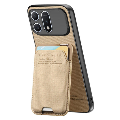 For Honor Win Turbo 5G Twill Fabric Ultra-thin Hinge Card Bag Holder Back Phone Case(Khaki)