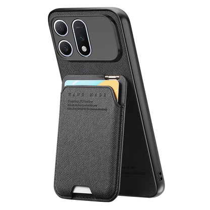 For Honor Win Turbo 5G Twill Fabric Ultra-thin Hinge Card Bag Holder Back Phone Case(Black)