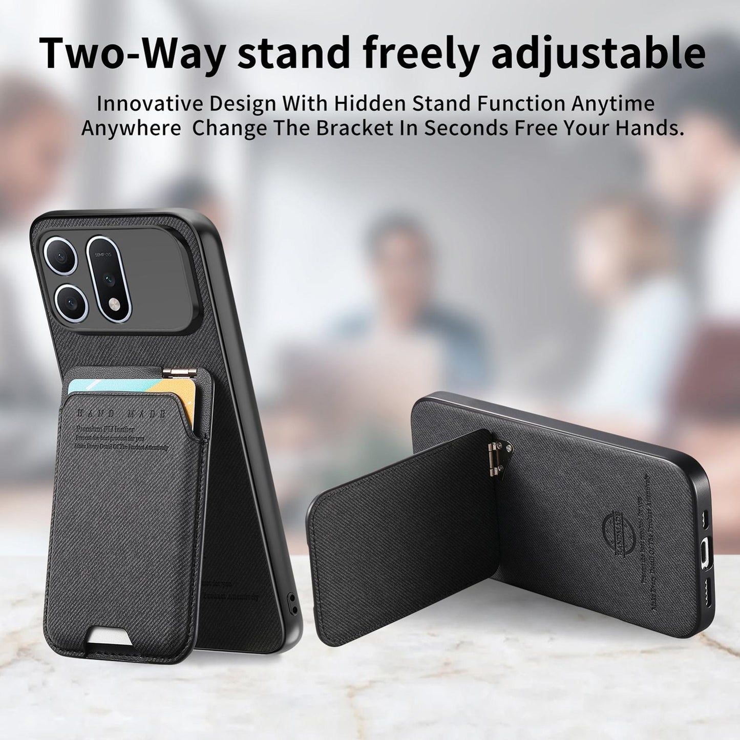 For Honor Win Turbo 5G Twill Fabric Ultra-thin Hinge Card Bag Holder Back Phone Case(Black)