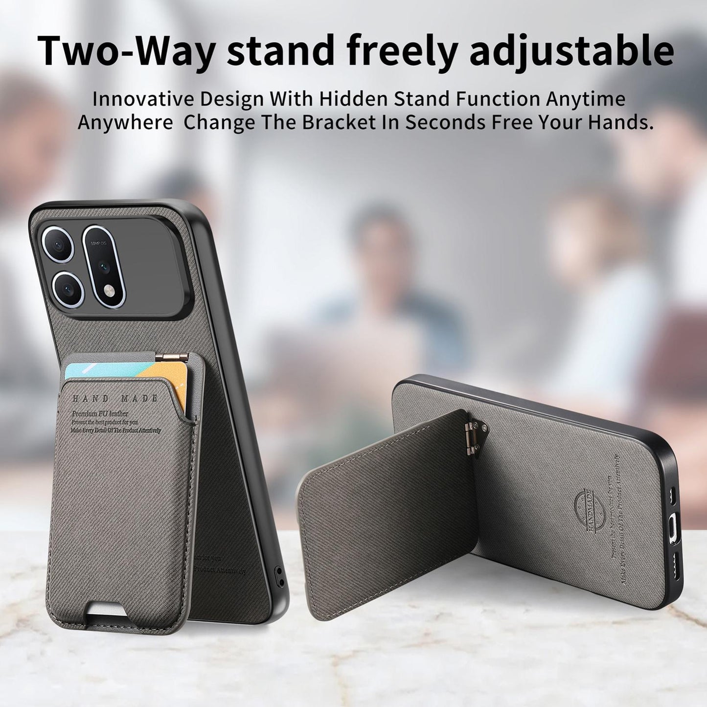 For Honor Win Turbo 5G Twill Fabric Ultra-thin Hinge Card Bag Holder Back Phone Case(Gray)