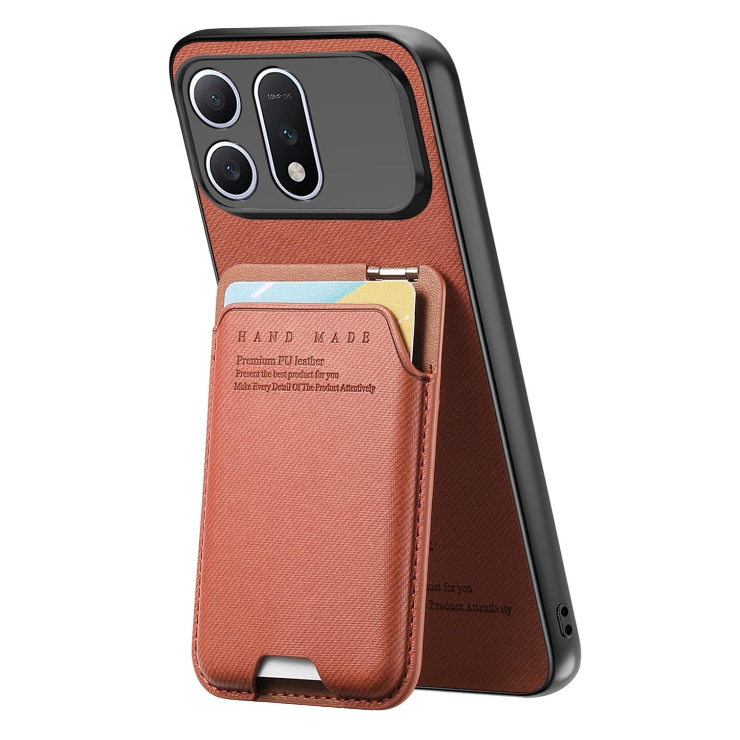 For Honor Win Turbo 5G Twill Fabric Ultra-thin Hinge Card Bag Holder Back Phone Case(Brown)