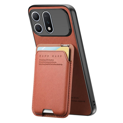 For Honor Win Turbo 5G Twill Fabric Ultra-thin Hinge Card Bag Holder Back Phone Case(Brown)