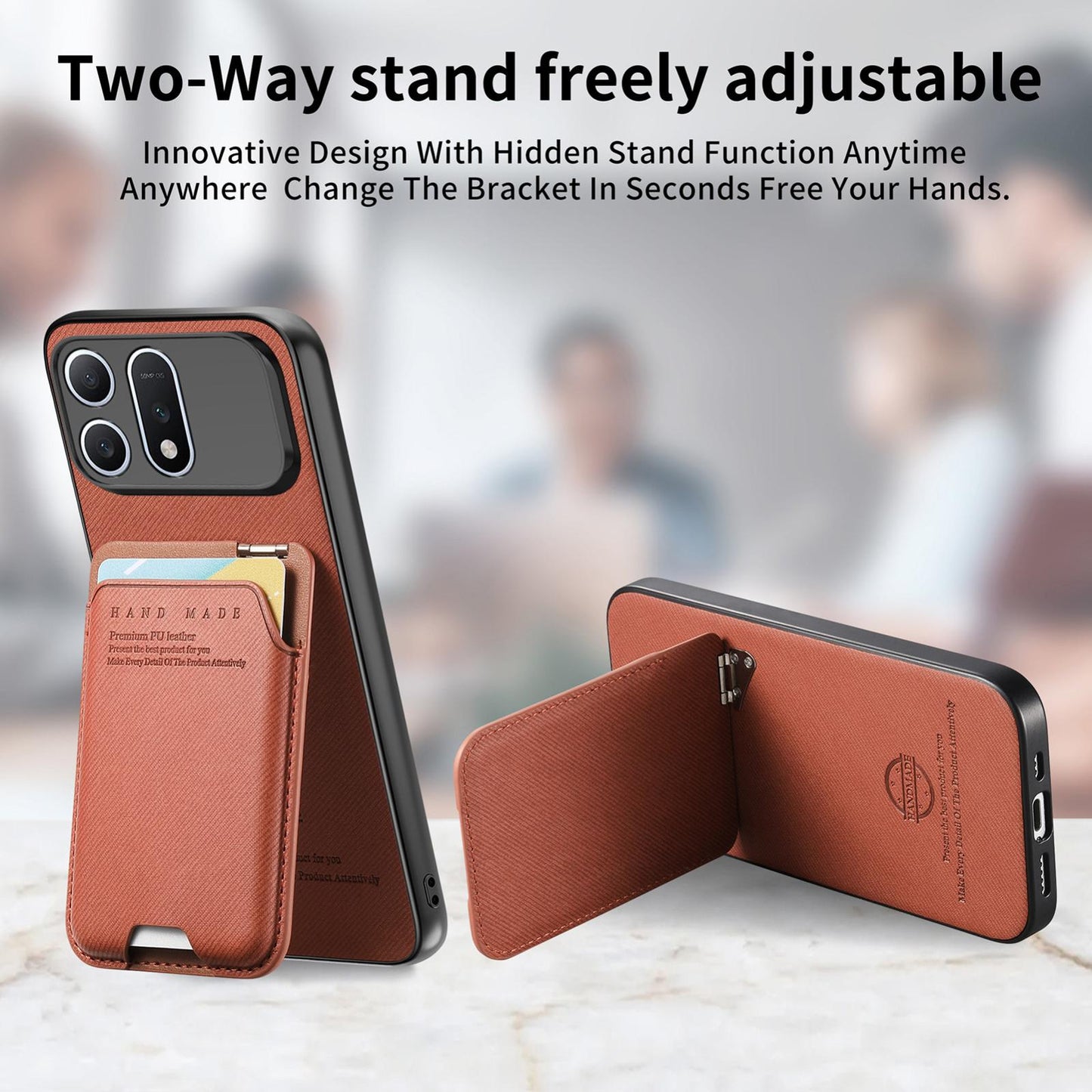 For Honor Win Turbo 5G Twill Fabric Ultra-thin Hinge Card Bag Holder Back Phone Case(Brown)