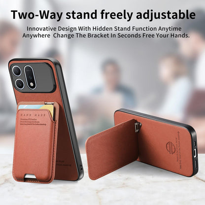 For Honor Win Turbo 5G Twill Fabric Ultra-thin Hinge Card Bag Holder Back Phone Case(Brown)