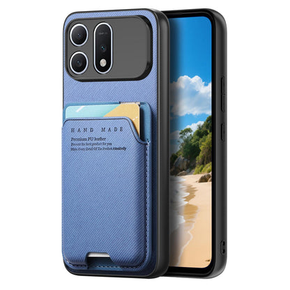 For Honor Win Turbo 5G Twill Fabric Ultra-thin Hinge Card Bag Holder Back Phone Case(Blue)
