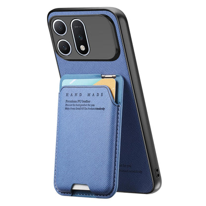 For Honor Win Turbo 5G Twill Fabric Ultra-thin Hinge Card Bag Holder Back Phone Case(Blue)