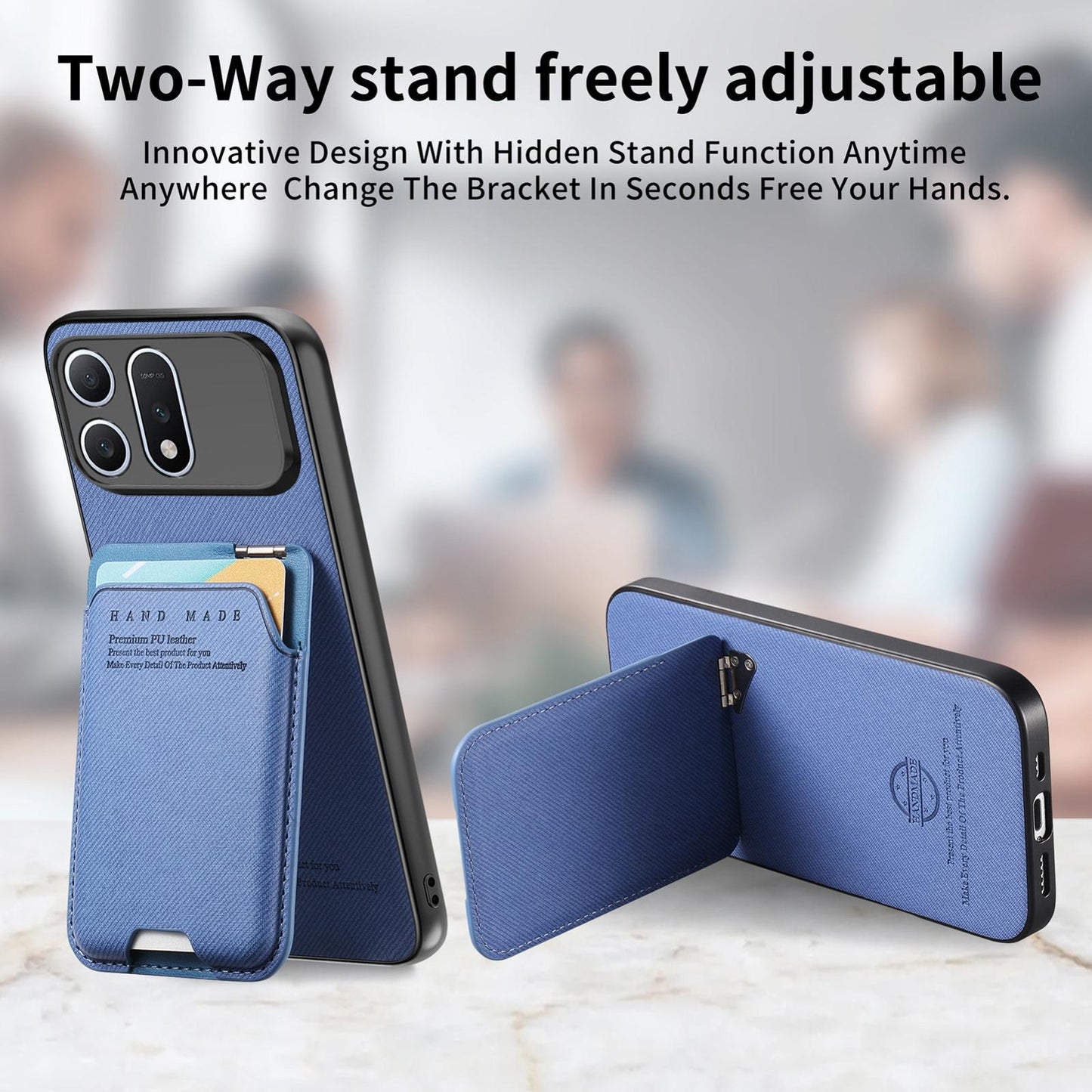 For Honor Win Turbo 5G Twill Fabric Ultra-thin Hinge Card Bag Holder Back Phone Case(Blue)